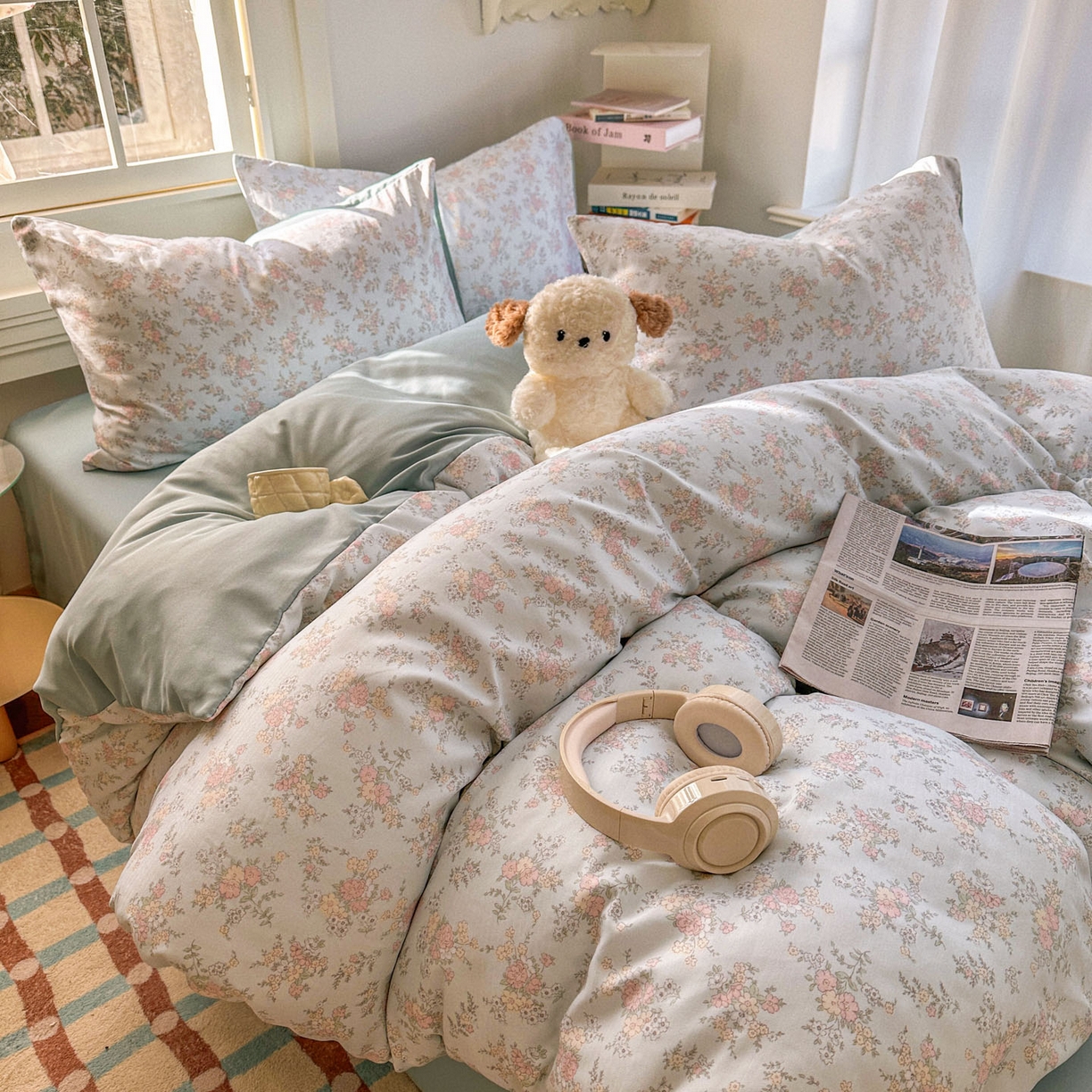 91家纺网 家纺一手货源 找家纺 水木坊 2026新款130克高克重人字纹提花四件套 兰铃语