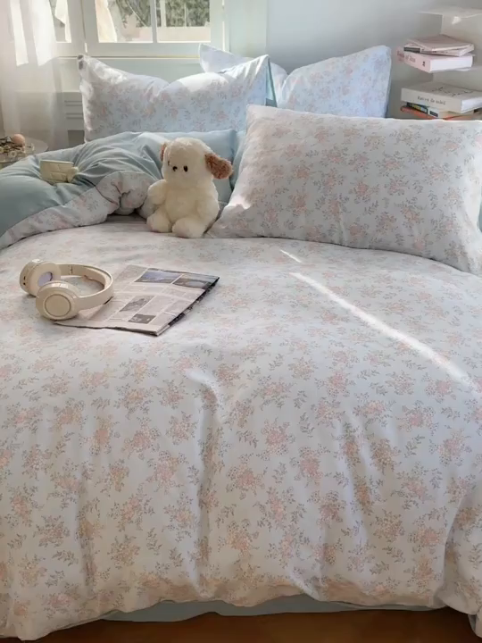 91家纺网 家纺一手货源 找家纺 水木坊 2026新款130克高克重人字纹提花四件套 兰铃语