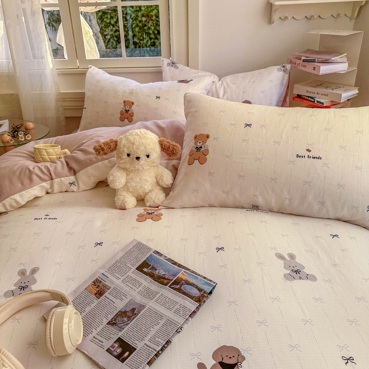 91家纺网 家纺一手货源 找家纺 水木坊 2026新款130克高克重人字纹提花四件套 线条蝴蝶结