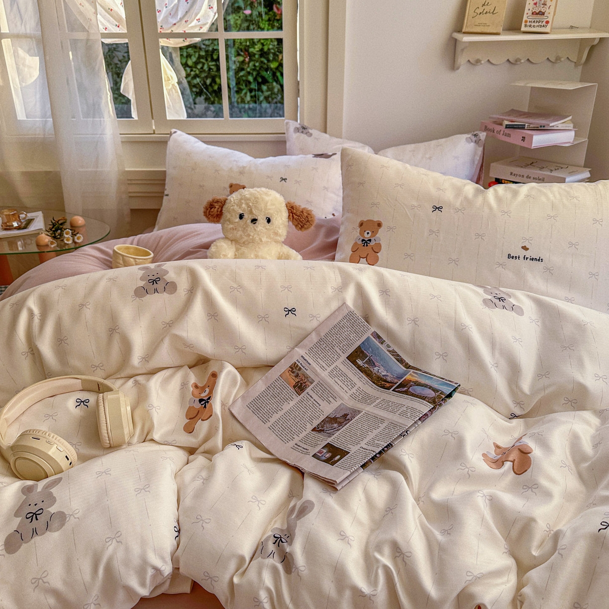 91家纺网 家纺一手货源 找家纺 水木坊 2026新款130克高克重人字纹提花四件套 线条蝴蝶结