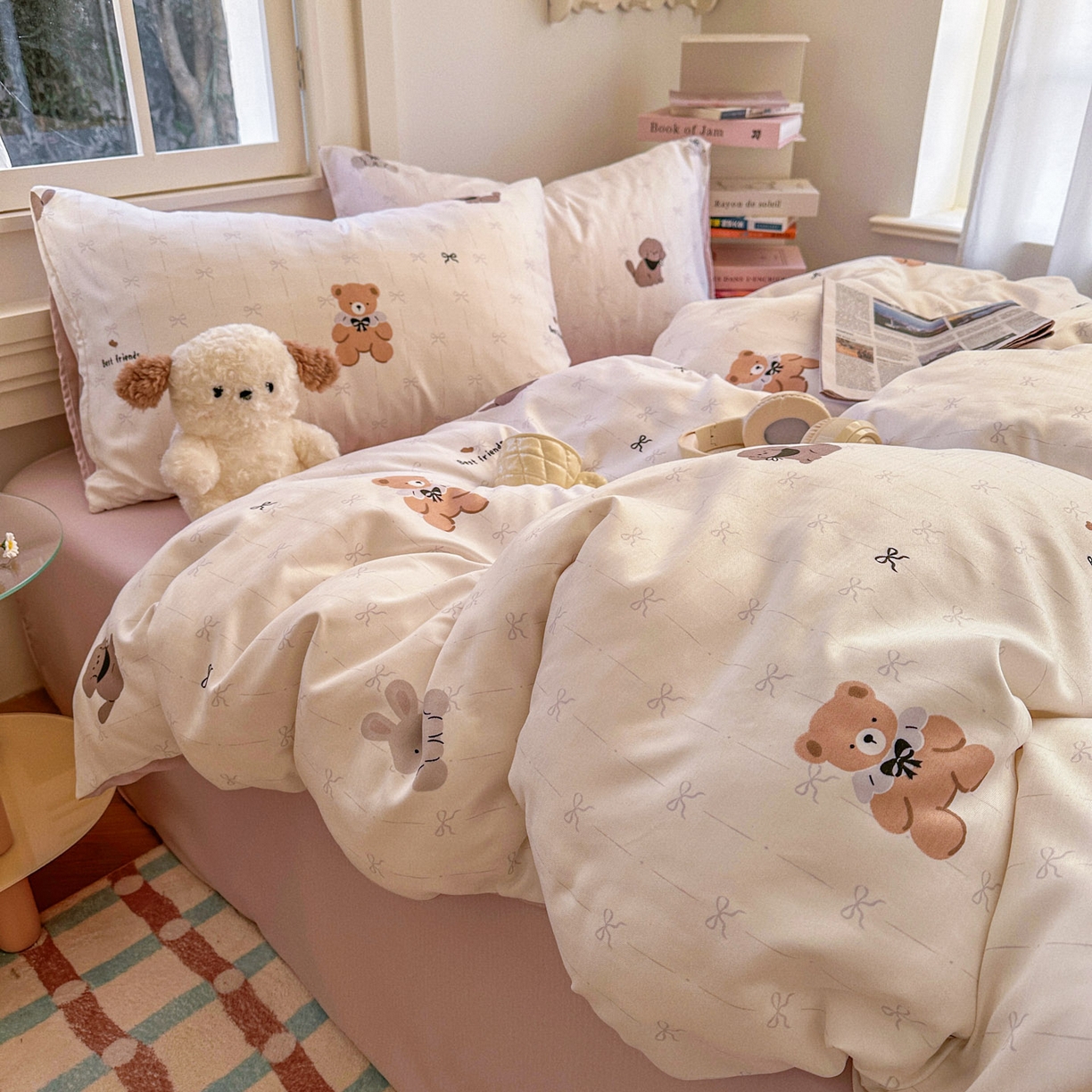 91家纺网 家纺一手货源 找家纺 水木坊 2026新款130克高克重人字纹提花四件套 线条蝴蝶结