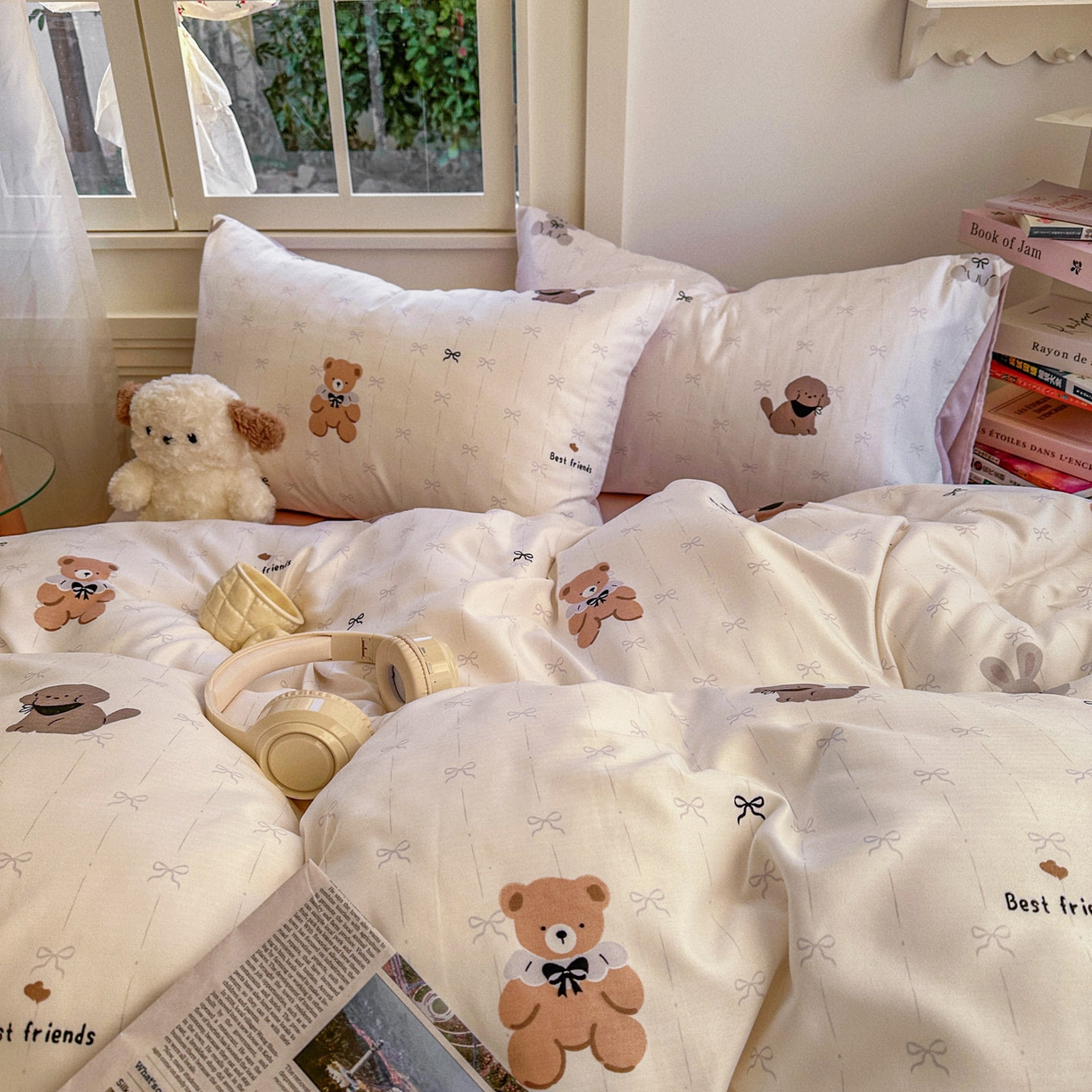 91家纺网 家纺一手货源 找家纺 水木坊 2026新款130克高克重人字纹提花四件套 线条蝴蝶结