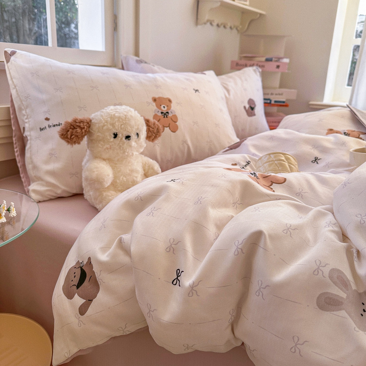 91家纺网 家纺一手货源 找家纺 水木坊 2026新款130克高克重人字纹提花四件套 线条蝴蝶结