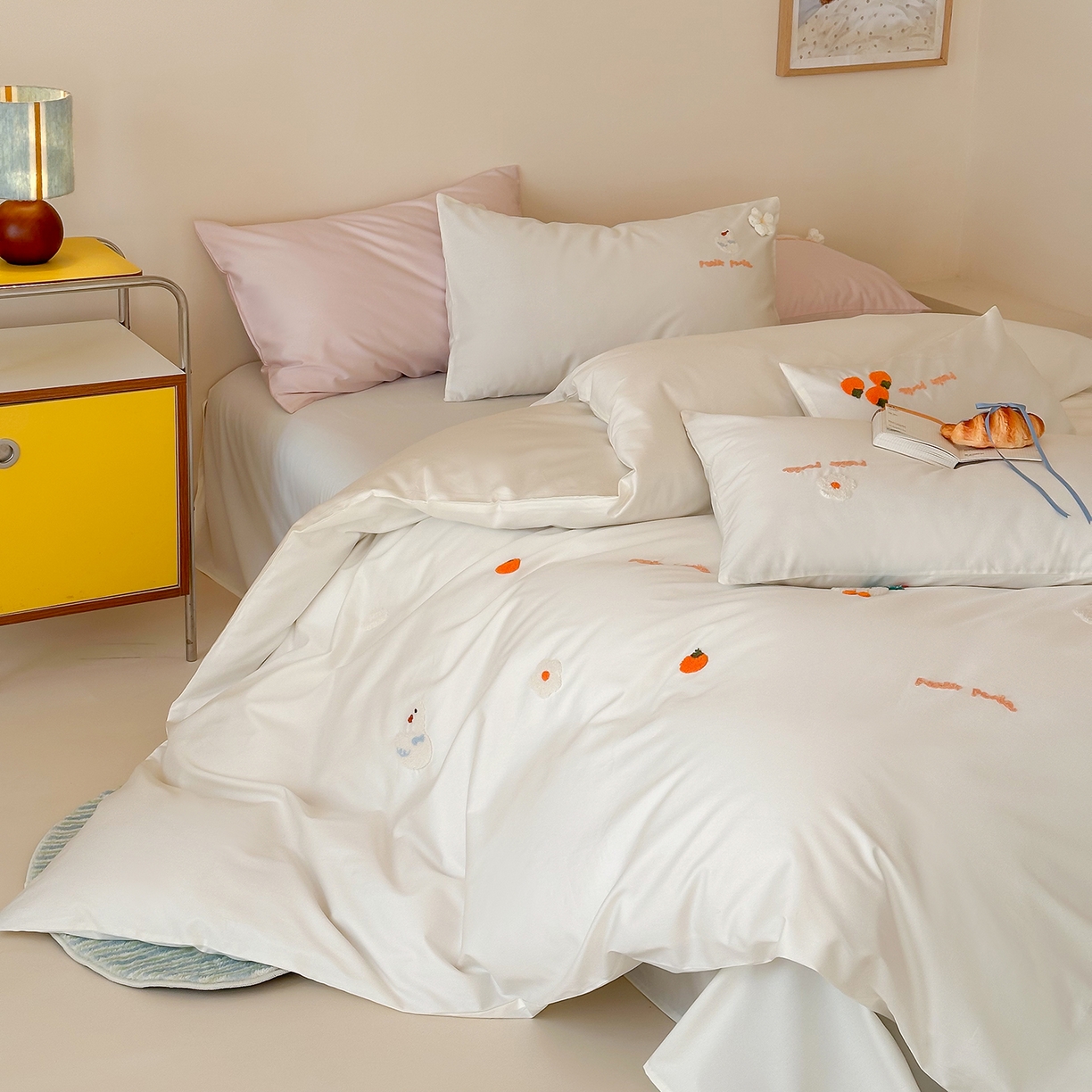 91家纺网 家纺一手货源 找家纺 （总）极简 2026新款长绒棉毛巾绣四件套-萌鸭乐园（需要买家秀，联系门市客服。小号控价258标准288加大308）