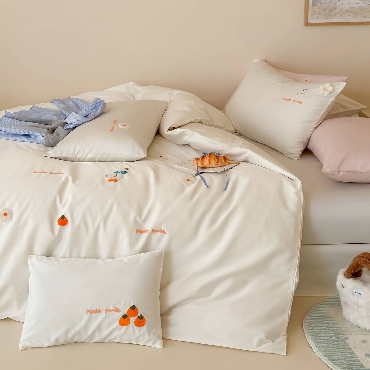 91家纺网 家纺一手货源 找家纺 （总）极简 2026新款长绒棉毛巾绣四件套-萌鸭乐园（需要买家秀，联系门市客服。小号控价258标准288加大308）