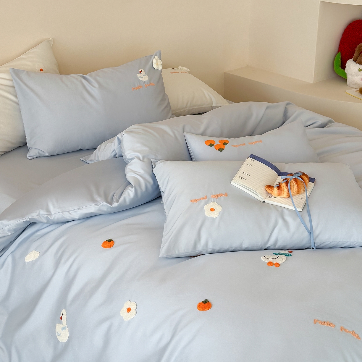 91家纺网 家纺一手货源 找家纺 极简 2026新款长绒棉毛巾绣四件套-萌鸭乐园（需要买家秀，联系门市客服。小号控价258标准288加大308） 萌鸭乐园-蓝