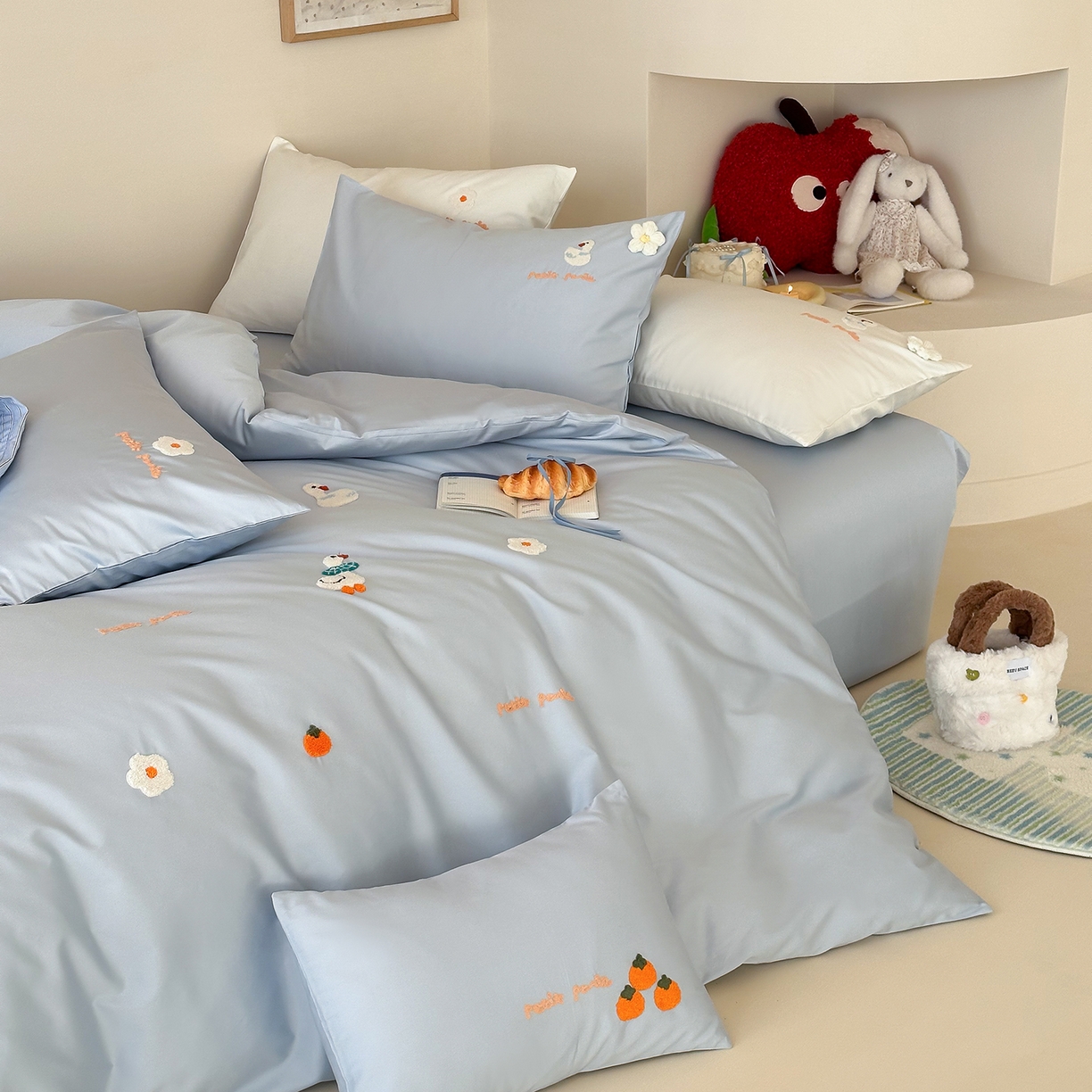 91家纺网 家纺一手货源 找家纺 极简 2026新款长绒棉毛巾绣四件套-萌鸭乐园（需要买家秀，联系门市客服。小号控价258标准288加大308） 萌鸭乐园-蓝