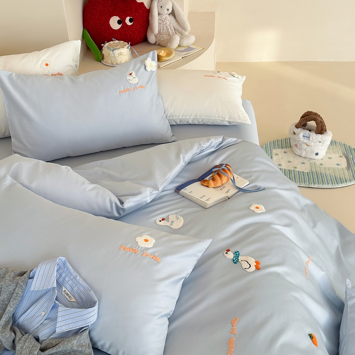 91家纺网 家纺一手货源 找家纺 极简 2026新款长绒棉毛巾绣四件套-萌鸭乐园（需要买家秀，联系门市客服。小号控价258标准288加大308） 萌鸭乐园-蓝