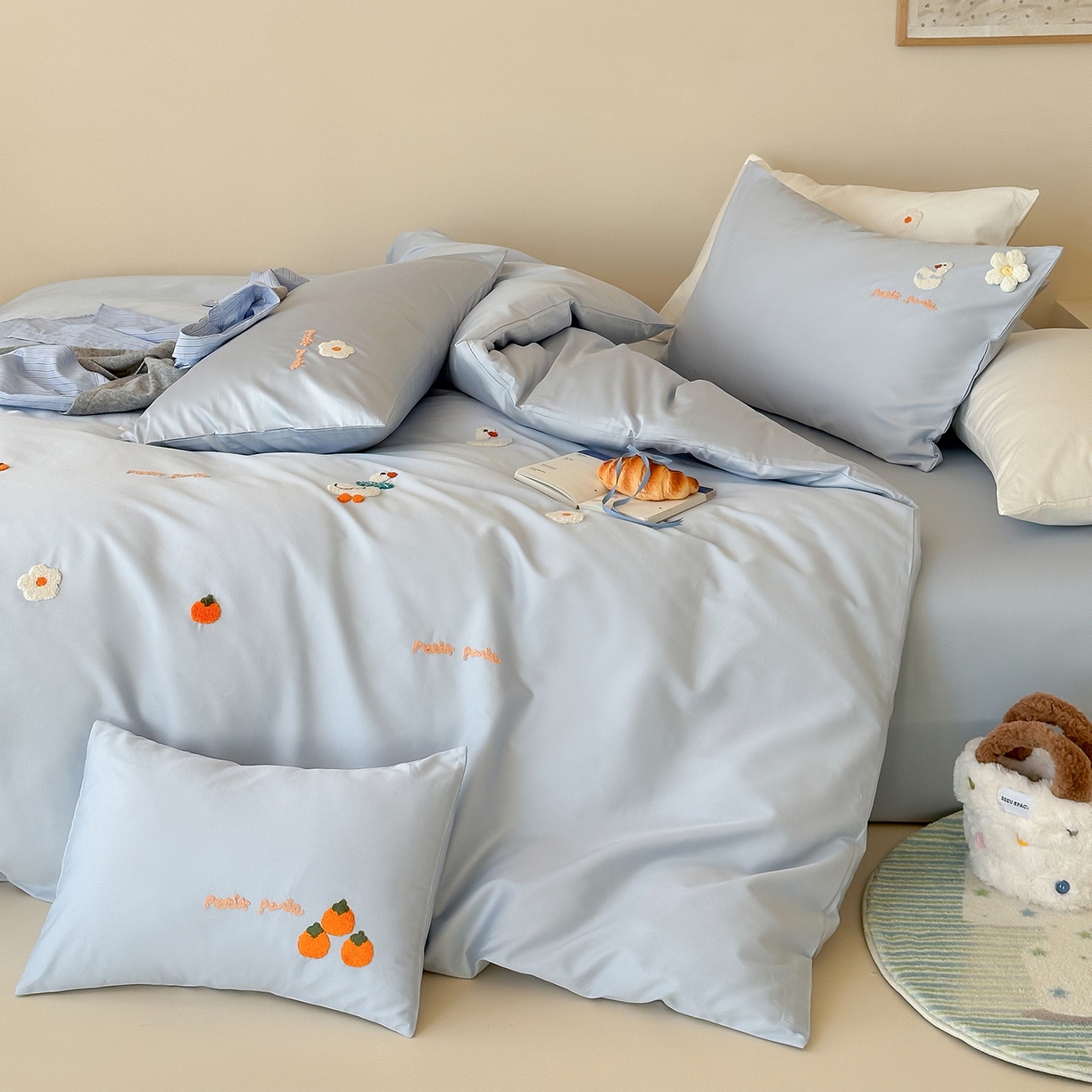 91家纺网 家纺一手货源 找家纺 极简 2026新款长绒棉毛巾绣四件套-萌鸭乐园（需要买家秀，联系门市客服。小号控价258标准288加大308） 萌鸭乐园-蓝