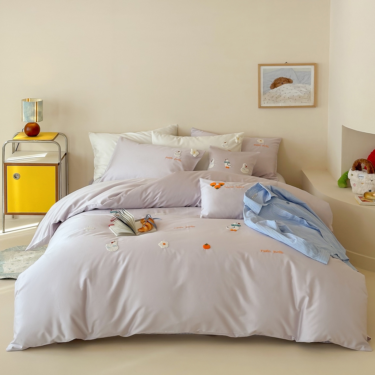 极简 2026新款长绒棉毛巾绣四件套-萌鸭乐园（需要买家秀，联系门市客服。小号控价258标准288加大308） 萌鸭乐园-紫