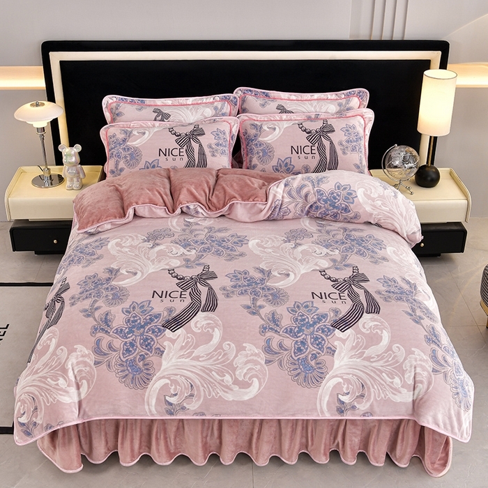 91家纺网 家纺一手货源 找家纺 （总）诺梵家纺 2025新款8斤加厚保暖金貂绒牛奶绒印花四件套