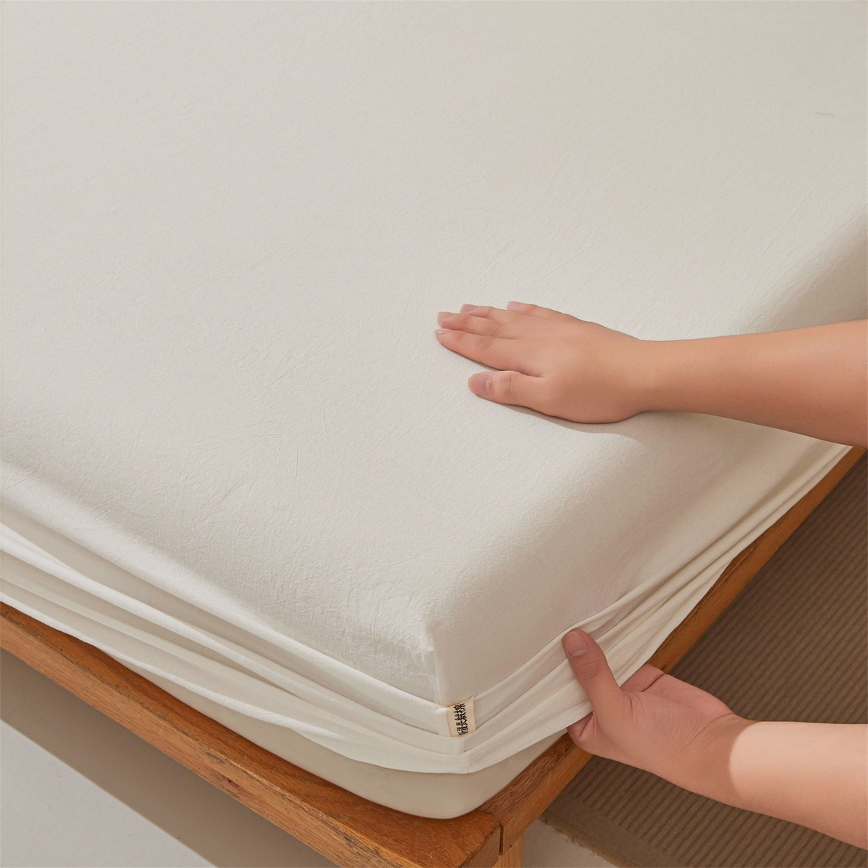 91家纺网 家纺一手货源 找家纺 （总）女子家纺 2026新款全棉色织水洗纯色条格纯棉单层床笠床垫保护套