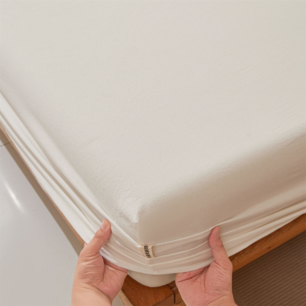 91家纺网 家纺一手货源 找家纺 （总）女子家纺 2026新款全棉色织水洗纯色条格纯棉单层床笠床垫保护套