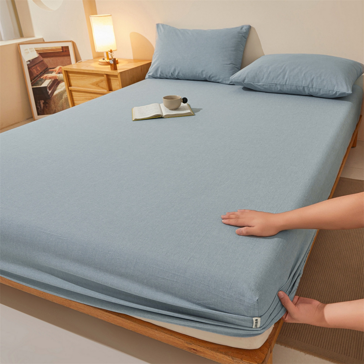 91家纺网 家纺一手货源 找家纺 （总）女子家纺 2026新款全棉色织水洗纯色条格纯棉单层床笠床垫保护套