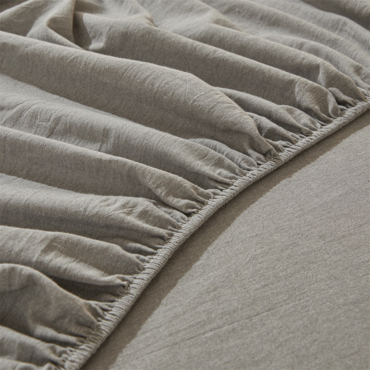 91家纺网 家纺一手货源 找家纺 女子家纺 2026新款全棉色织水洗纯色条格纯棉单层床笠床垫保护套 拾忆-灰色
