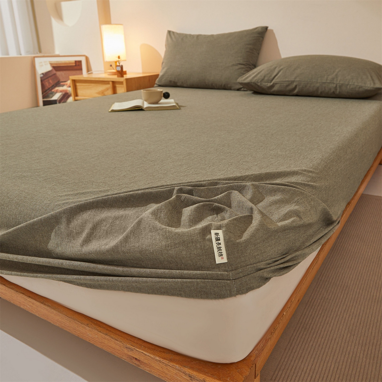 91家纺网 家纺一手货源 找家纺 女子家纺 2026新款全棉色织水洗纯色条格纯棉单层床笠床垫保护套 拾忆-棕色