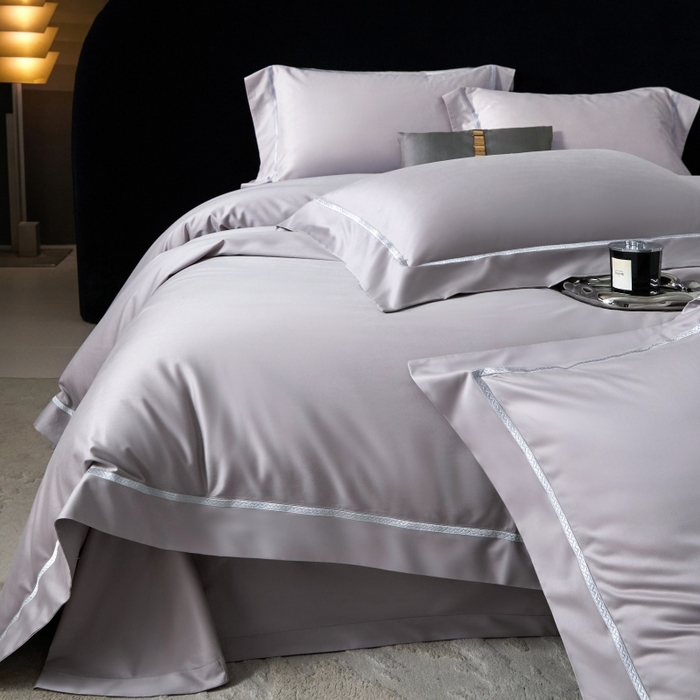 91家纺网 家纺一手货源 找家纺 淼铭家纺 2026新款140S绫罗缎天丝棉磨毛四件套-云憩 云憩-灰