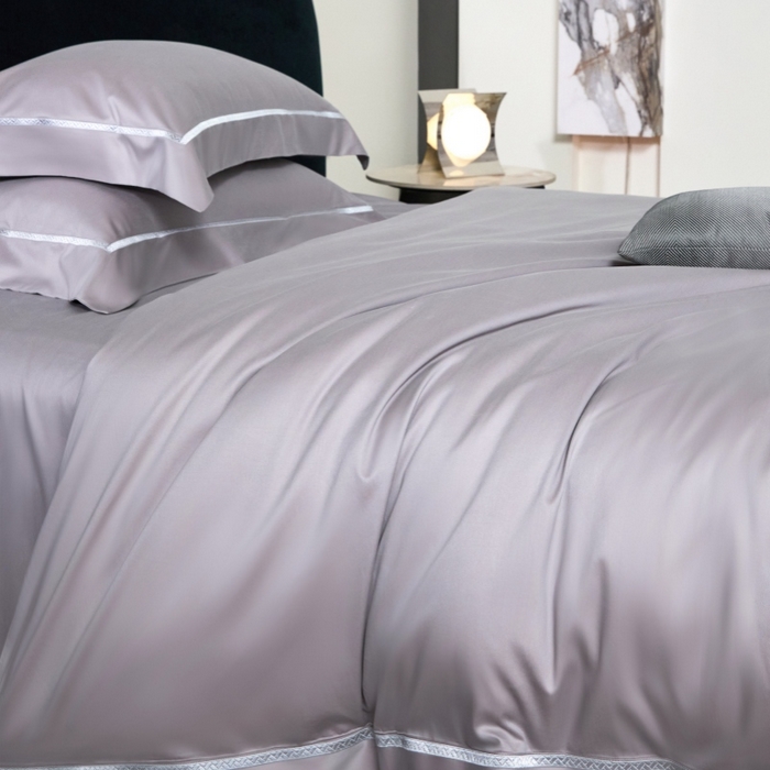 91家纺网 家纺一手货源 找家纺 淼铭家纺 2026新款140S绫罗缎天丝棉磨毛四件套-云憩 云憩-灰