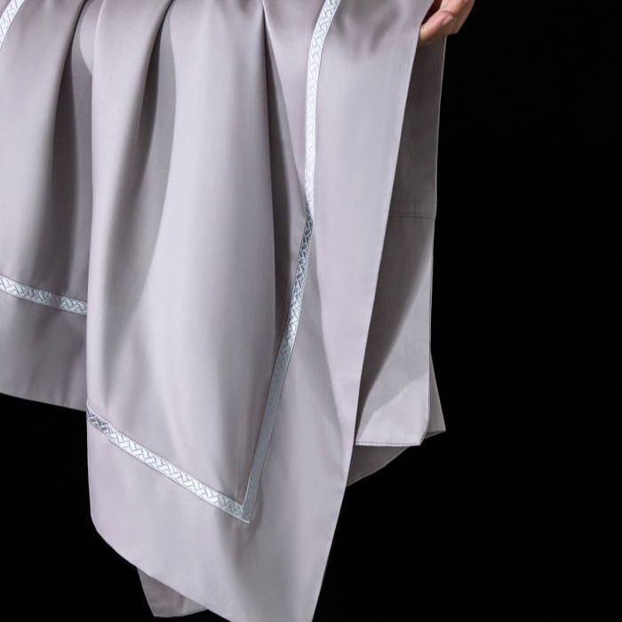 91家纺网 家纺一手货源 找家纺 淼铭家纺 2026新款140S绫罗缎天丝棉磨毛四件套-云憩 云憩-灰