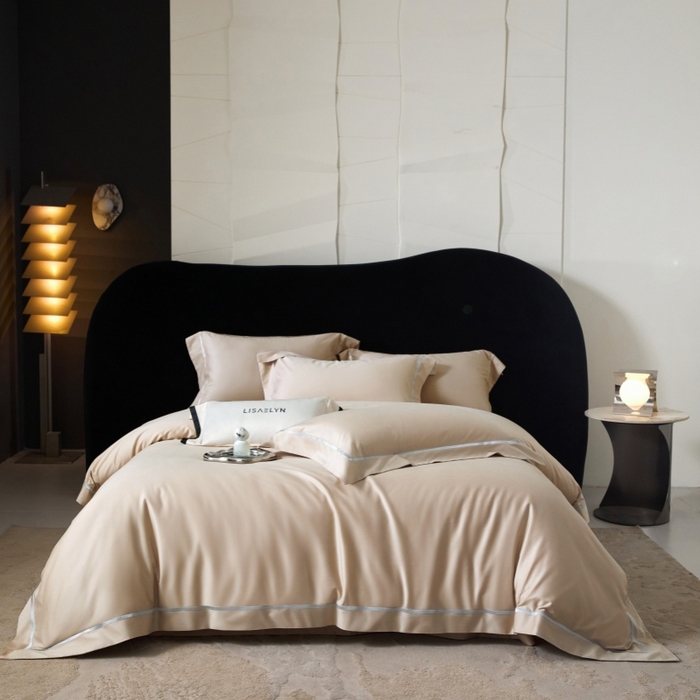 91家纺网 家纺一手货源 找家纺 淼铭家纺 2026新款140S绫罗缎天丝棉磨毛四件套-云憩 云憩-金