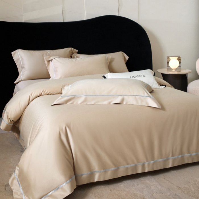 91家纺网 家纺一手货源 找家纺 淼铭家纺 2026新款140S绫罗缎天丝棉磨毛四件套-云憩 云憩-金