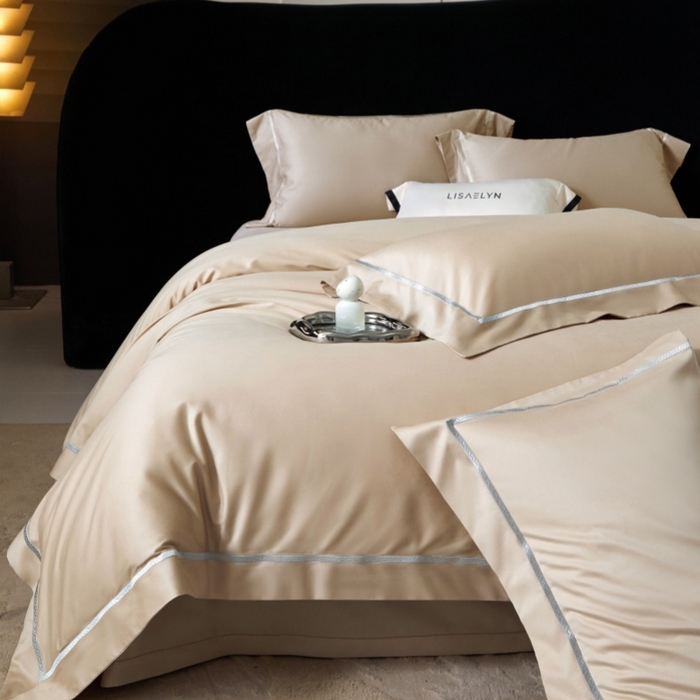 91家纺网 家纺一手货源 找家纺 淼铭家纺 2026新款140S绫罗缎天丝棉磨毛四件套-云憩 云憩-金