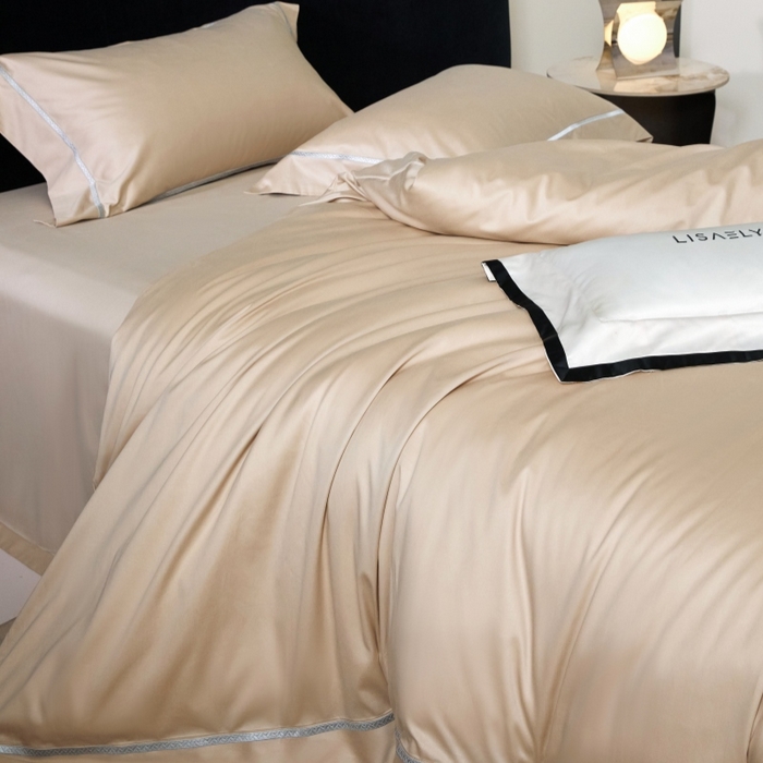 91家纺网 家纺一手货源 找家纺 淼铭家纺 2026新款140S绫罗缎天丝棉磨毛四件套-云憩 云憩-金