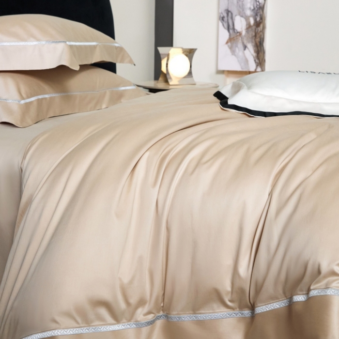 91家纺网 家纺一手货源 找家纺 淼铭家纺 2026新款140S绫罗缎天丝棉磨毛四件套-云憩 云憩-金