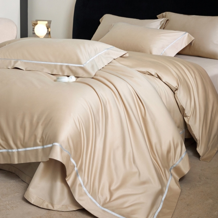 91家纺网 家纺一手货源 找家纺 淼铭家纺 2026新款140S绫罗缎天丝棉磨毛四件套-云憩 云憩-金