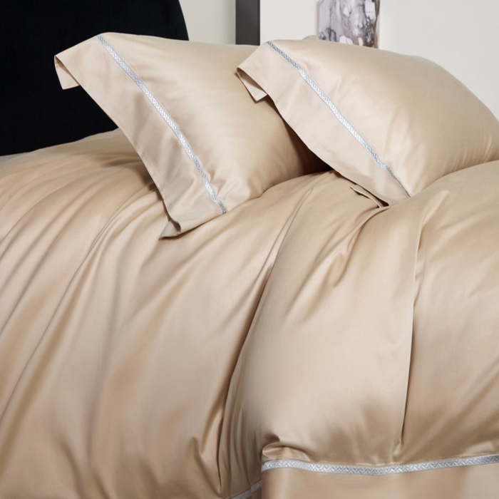 91家纺网 家纺一手货源 找家纺 淼铭家纺 2026新款140S绫罗缎天丝棉磨毛四件套-云憩 云憩-金