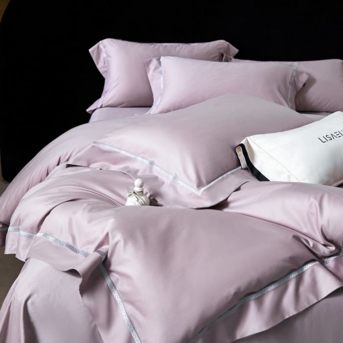 91家纺网 家纺一手货源 找家纺 淼铭家纺 2026新款140S绫罗缎天丝棉磨毛四件套-云憩 云憩-紫