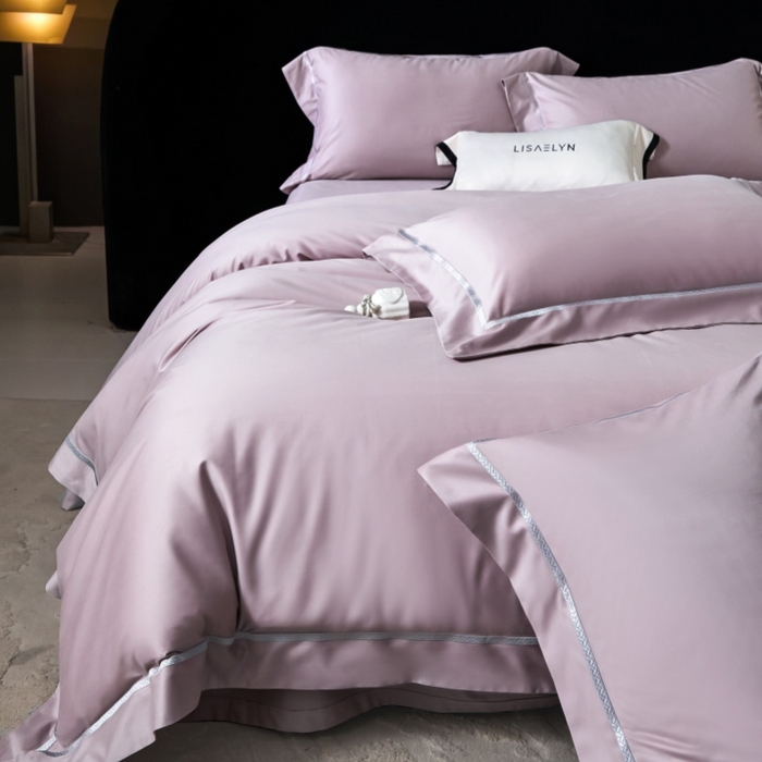 91家纺网 家纺一手货源 找家纺 淼铭家纺 2026新款140S绫罗缎天丝棉磨毛四件套-云憩 云憩-紫