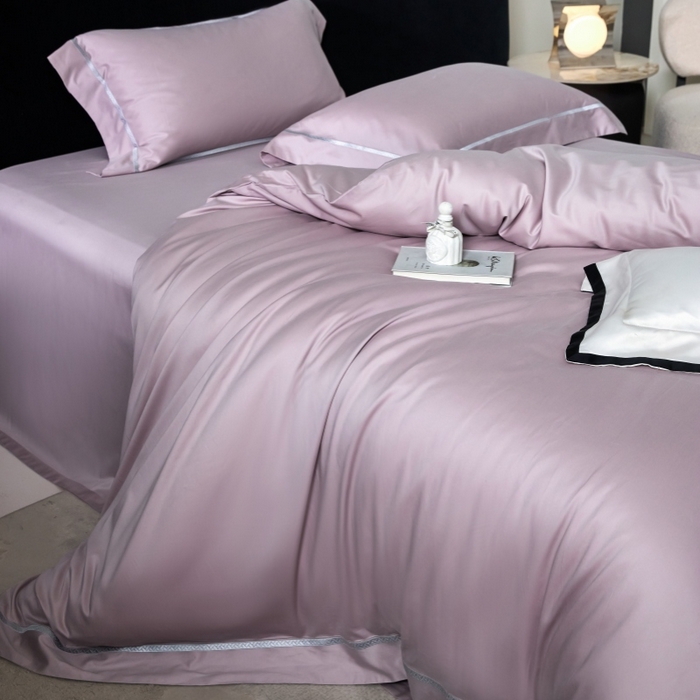 91家纺网 家纺一手货源 找家纺 淼铭家纺 2026新款140S绫罗缎天丝棉磨毛四件套-云憩 云憩-紫