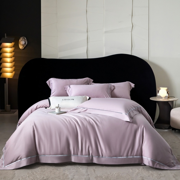 91家纺网 家纺一手货源 找家纺 淼铭家纺 2026新款140S绫罗缎天丝棉磨毛四件套-云憩 云憩-紫