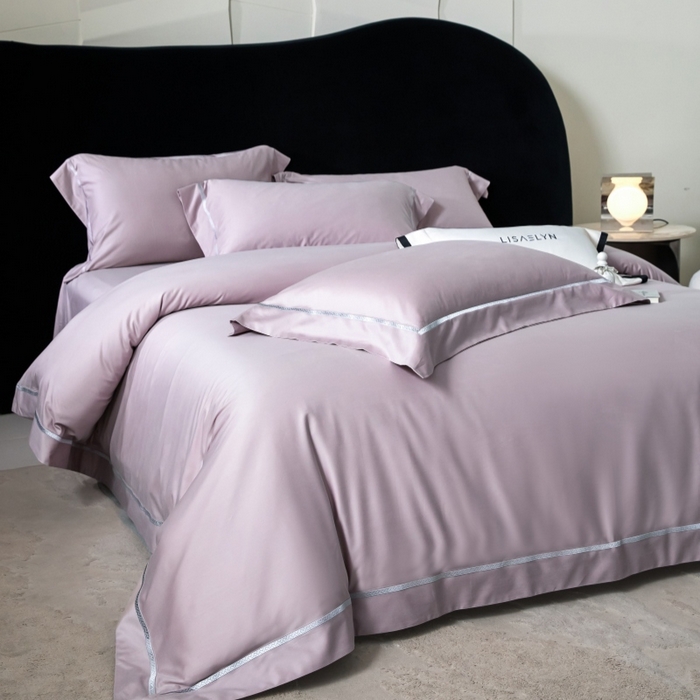 91家纺网 家纺一手货源 找家纺 淼铭家纺 2026新款140S绫罗缎天丝棉磨毛四件套-云憩 云憩-紫