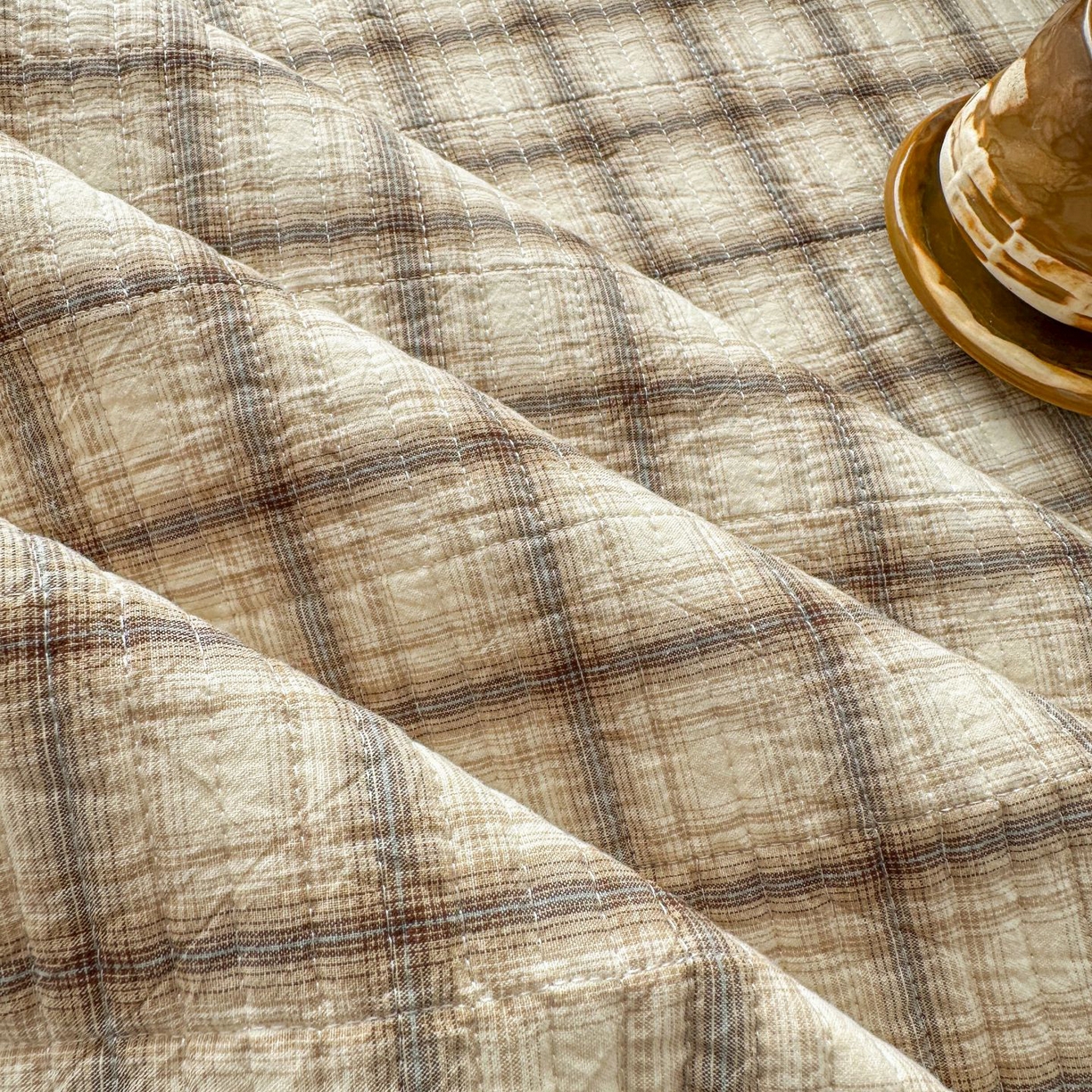 91家纺网 家纺一手货源 找家纺 暖居 2026新款色织全棉水洗棉填充棉花高温砂洗床盖四件套 简溪