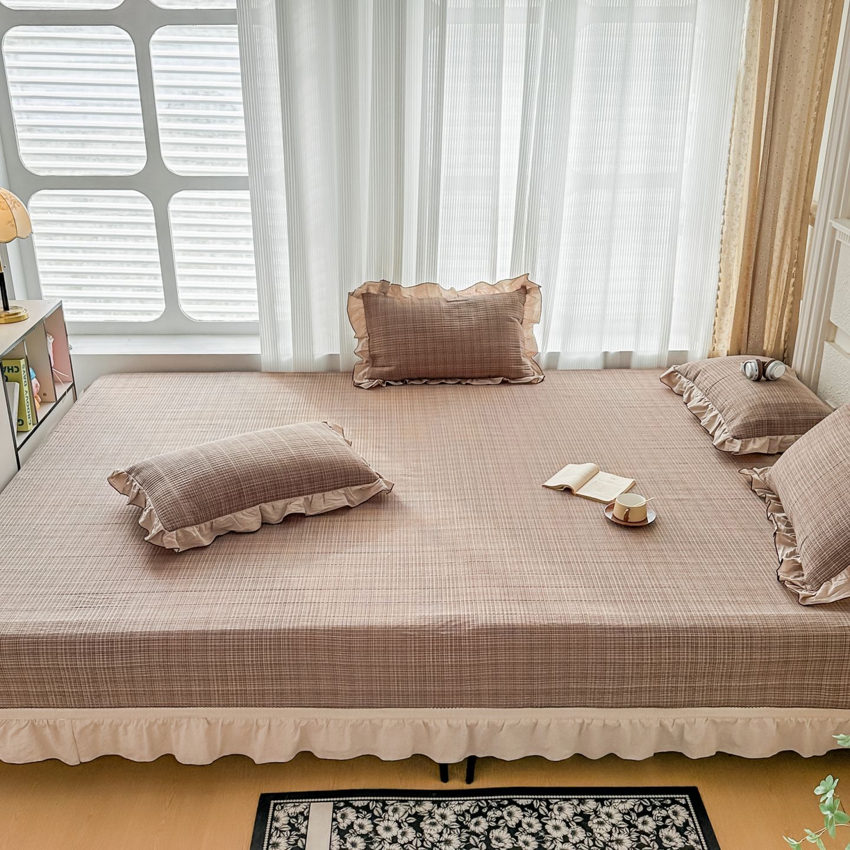 91家纺网 家纺一手货源 找家纺 （总）暖居 2026新款大尺寸全棉色织花边款榻榻米农村大炕盖