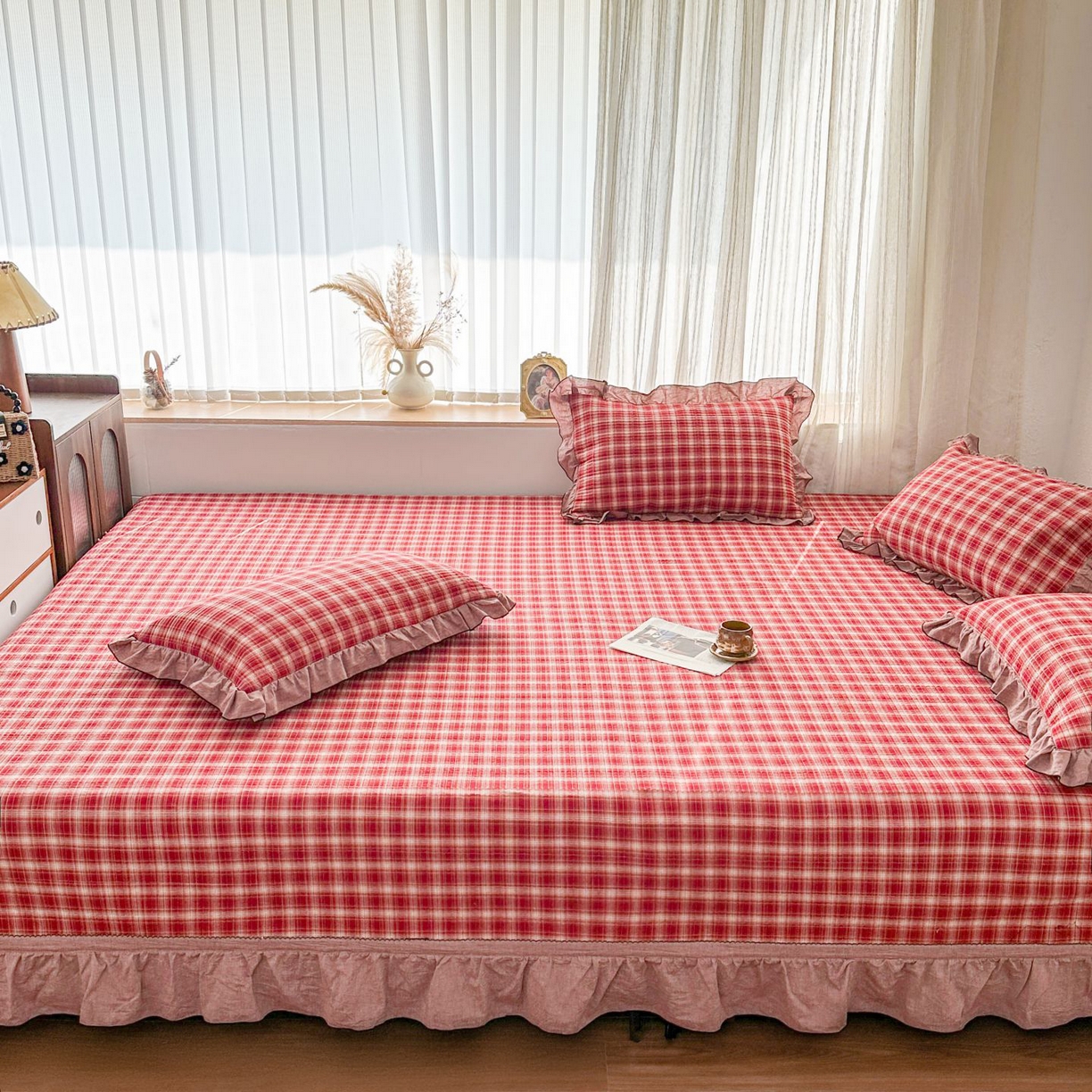 91家纺网 家纺一手货源 找家纺 暖居 2025新款全棉水洗棉床盖三件套可配同款被套同款多功能夏被四季通用 黄小格