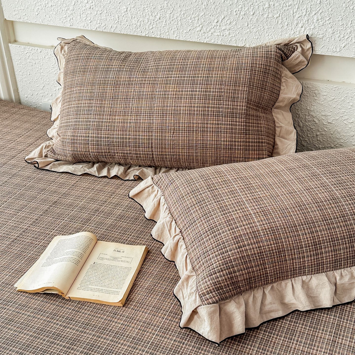 91家纺网 家纺一手货源 找家纺 暖居 2026新款大尺寸全棉色织花边款榻榻米农村大炕盖 云曲