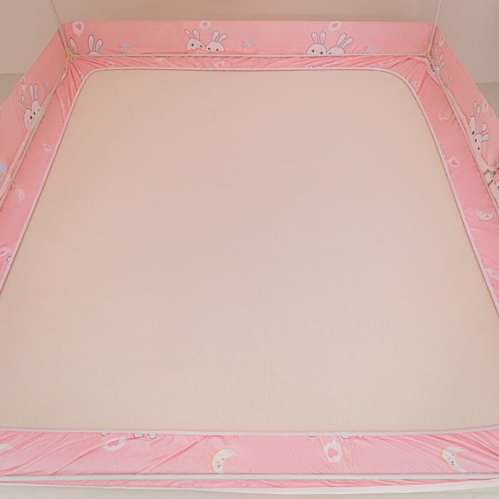 91家纺网 家纺一手货源 找家纺 千逸虹 2026新款卡通加密加大全底坐床遮光防摔回底蚊帐 萝卜兔-回底