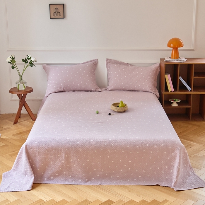 91家纺网 家纺一手货源 找家纺 （总）沐瑟家纺 2025新款亲肤舒适色织提花纱布床盖三件套盖毯毯子-樱桃系列