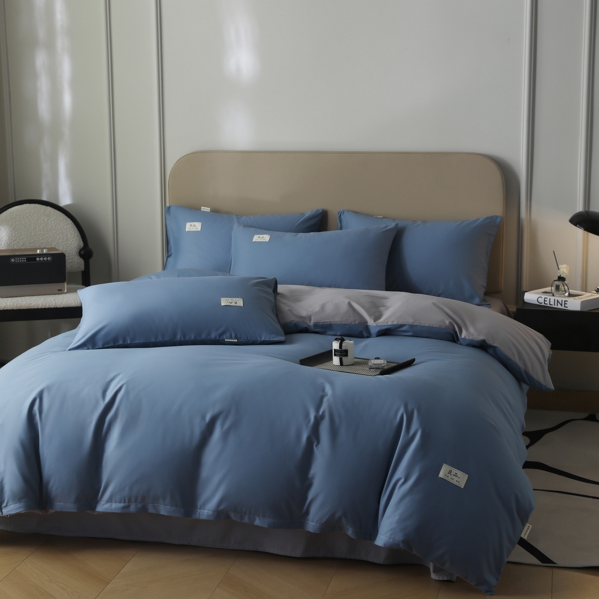 91家纺网 家纺一手货源 找家纺 （总）眠博士 2026新款轻奢简约全棉40支拼色四件套