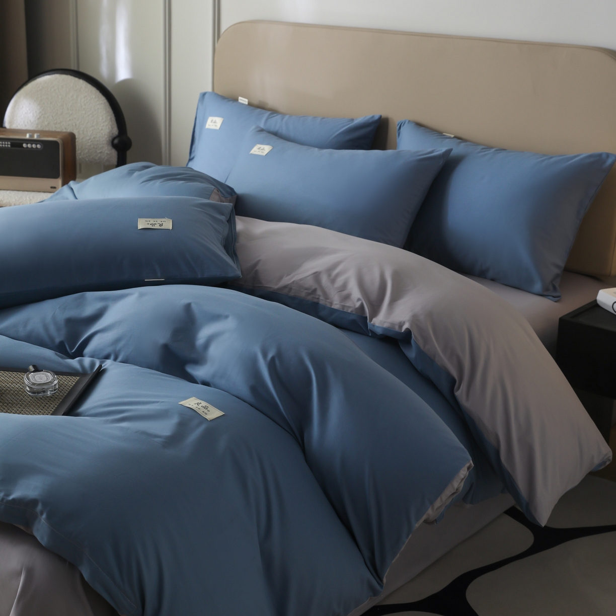 91家纺网 家纺一手货源 找家纺 （总）眠博士 2026新款轻奢简约全棉40支拼色四件套