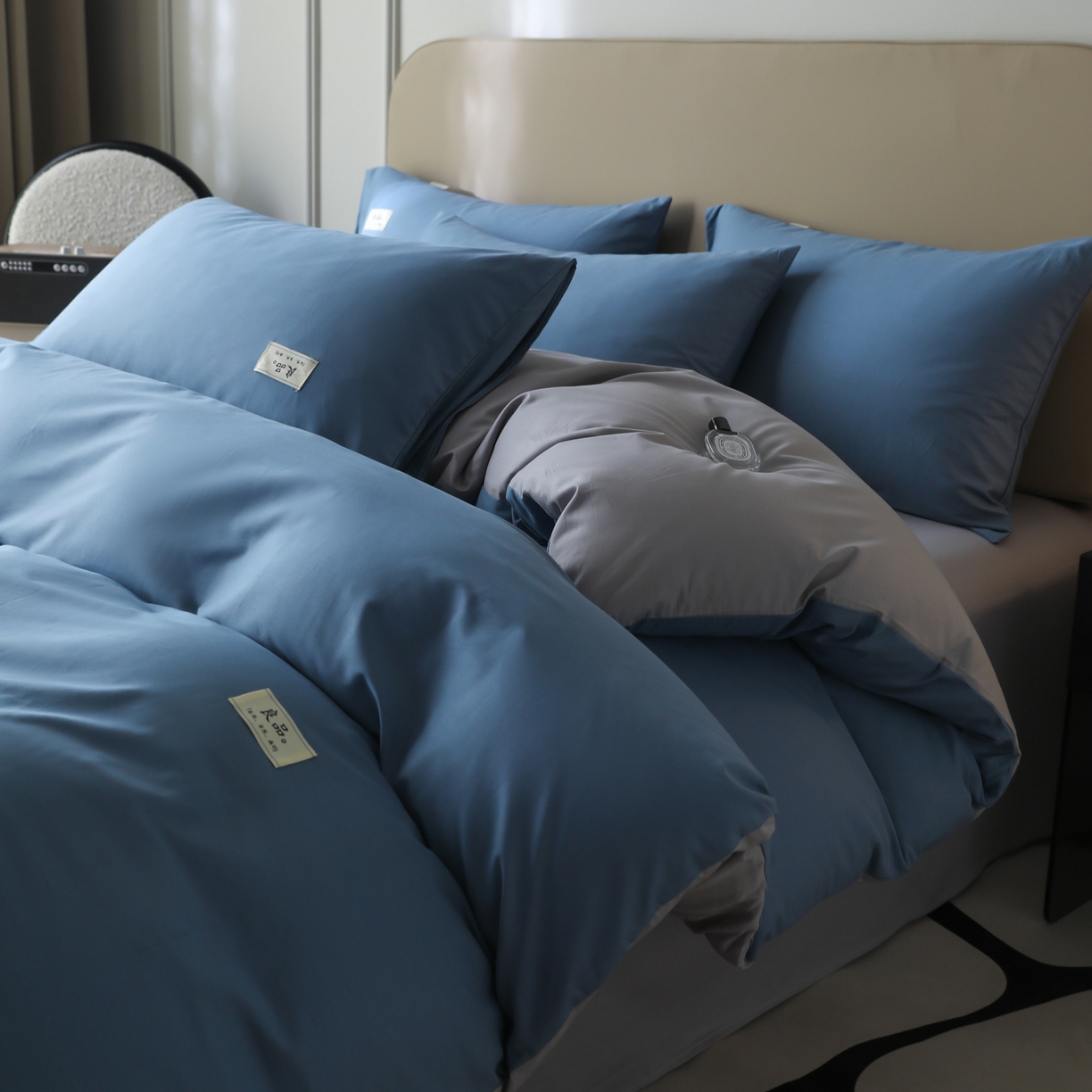 91家纺网 家纺一手货源 找家纺 （总）眠博士 2026新款轻奢简约全棉40支拼色四件套