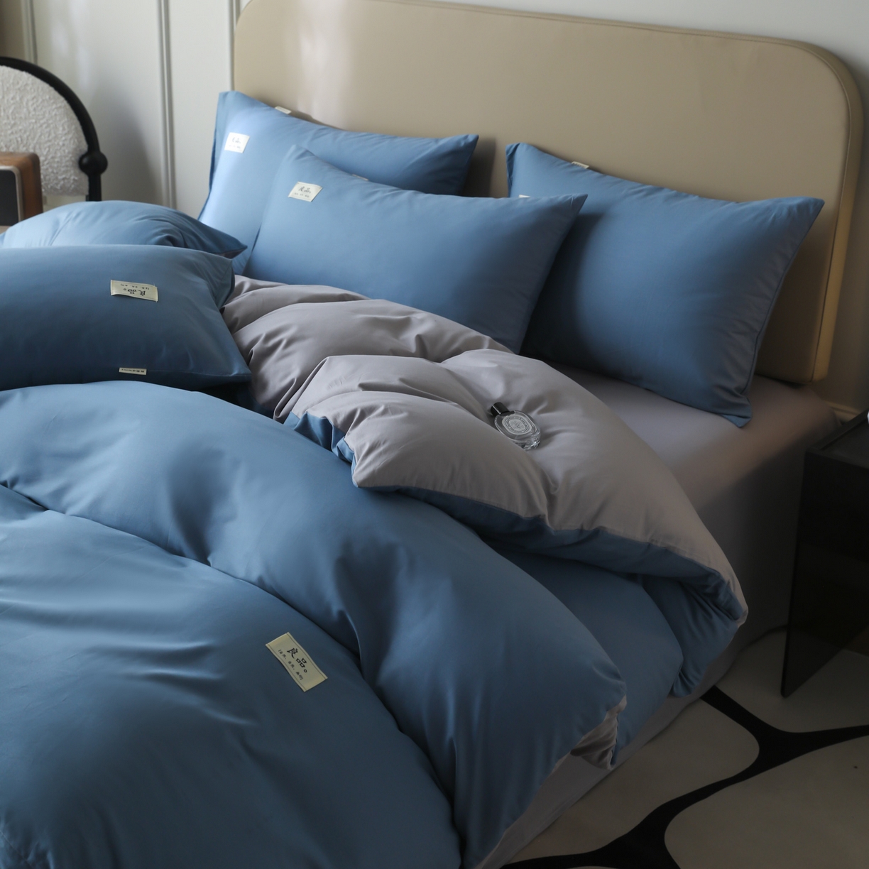 91家纺网 家纺一手货源 找家纺 （总）眠博士 2026新款轻奢简约全棉40支拼色四件套