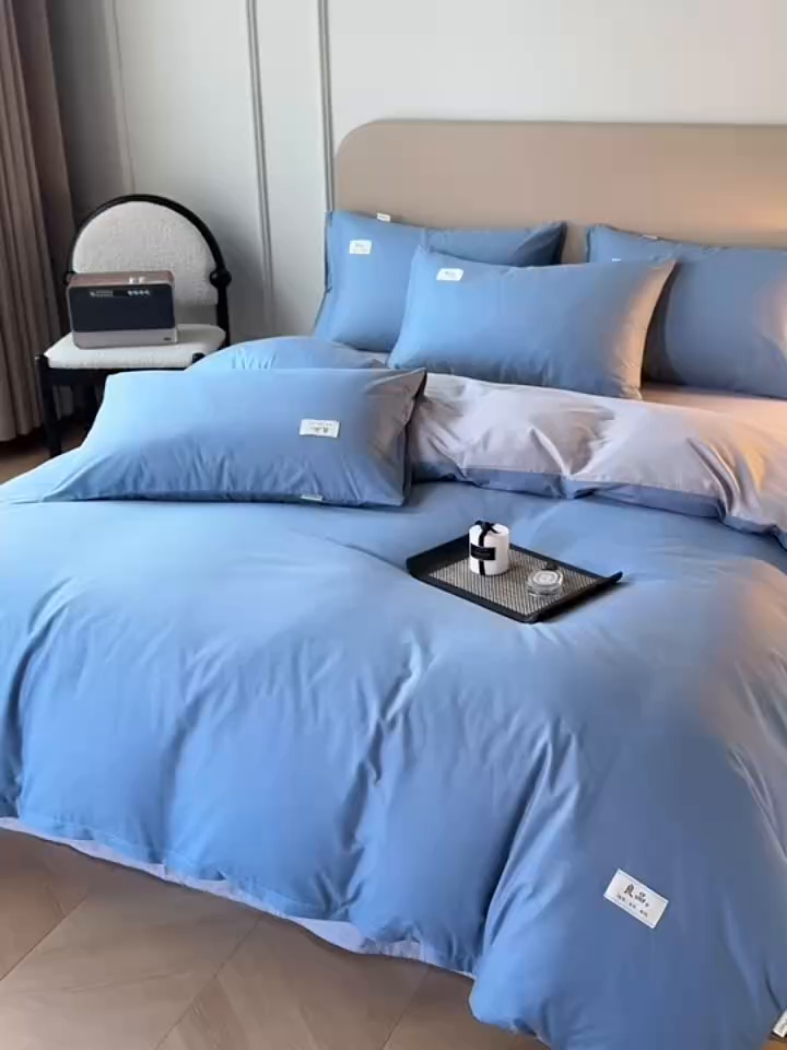 91家纺网 家纺一手货源 找家纺 （总）眠博士 2026新款轻奢简约全棉40支拼色四件套