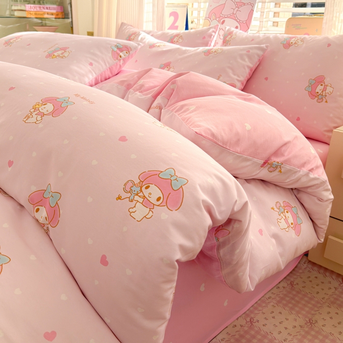 曼之夏 2026新款全棉三丽鸥正版授权卡通四件套 波点美乐蒂