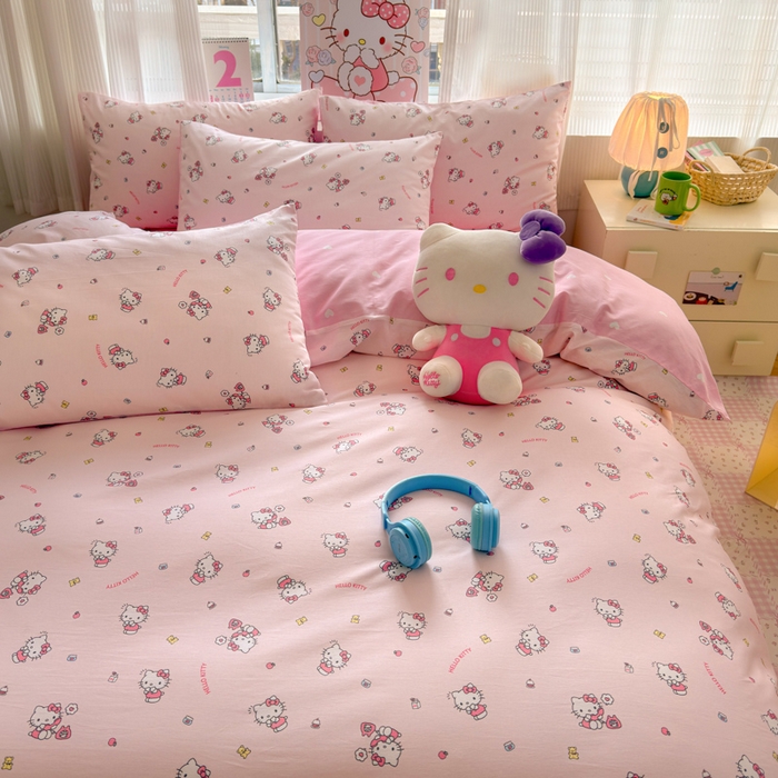 91家纺网 家纺一手货源 找家纺 曼之夏 2026新款全棉三丽鸥正版授权卡通四件套 电话凯蒂