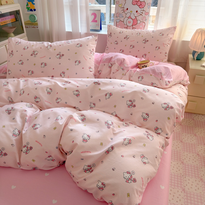 91家纺网 家纺一手货源 找家纺 曼之夏 2026新款全棉三丽鸥正版授权卡通四件套 电话凯蒂