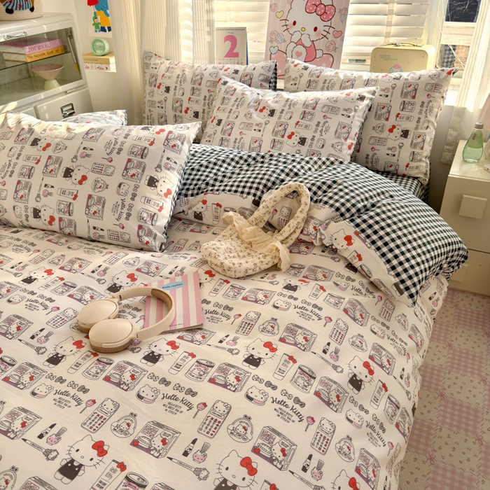 91家纺网 家纺一手货源 找家纺 曼之夏 2026新款全棉三丽鸥正版授权卡通四件套 都市凯蒂